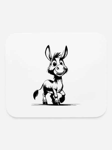 Smiling Donkey Long-eared Donkey Drawing - Mouse pad Horizontal - white - Front