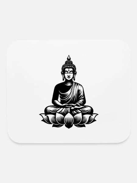 Resting Buddha Concentration Yoga Meditation - Mouse pad Horizontal - white - Front