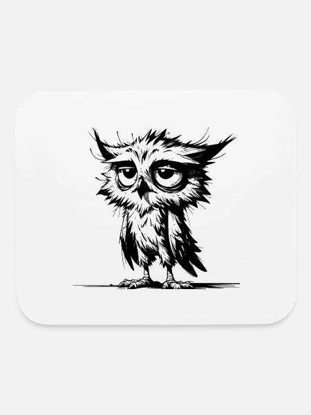 Sleepy Owl And Grumpy Night Watchman - Mouse pad Horizontal - white - Front