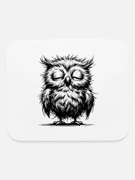 Morning Grouch Owl - Am I Awake? - No Idea - Mouse pad Horizontal - white - Front