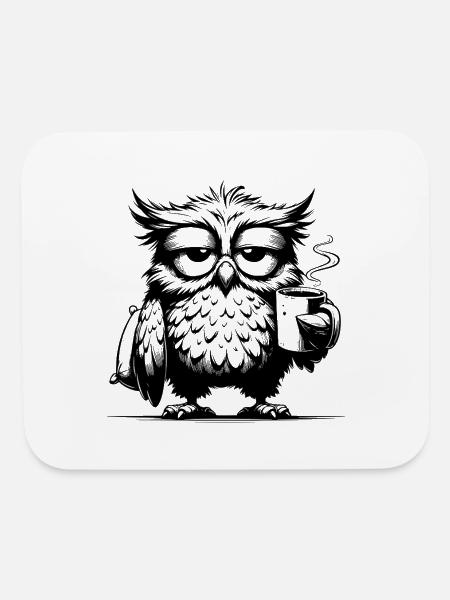 Sleepy Wisdom - Owl Edition With Cushion - Mouse pad Horizontal - white - Front