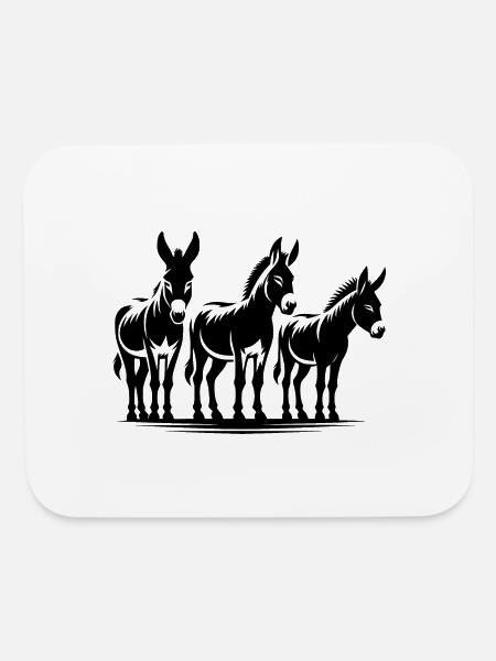 Cute Donkey Group Portrait Farmer Pictures - Mouse pad Horizontal - white - Front
