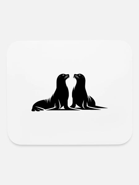Cute Seals On The Seashore - Mouse pad Horizontal - white - Front