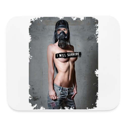 nude girl with gas mask - i will survive - Mouse pad Horizontal