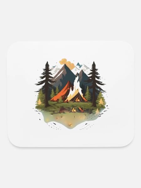 Camping Live Fire Woods Shirt, Camp Shirts, Hiking - Mouse pad Horizontal - white - Front