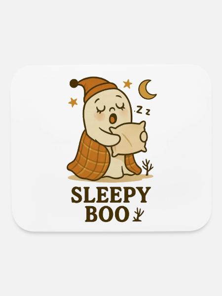Sleepy Boo Cozy Night Illustration - Mouse pad Horizontal - white - Front