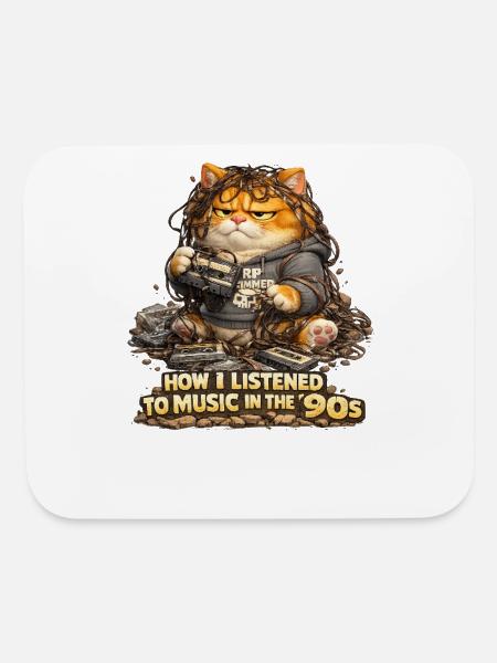 90s Music Grumpy Cat Nostalgia - Mouse pad Horizontal - white - Front