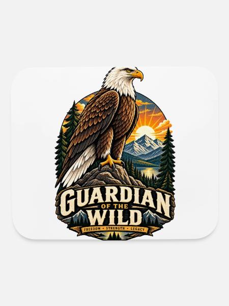 Bald Eagle Guardian of the Wild Vintage Wilderness - Mouse pad Horizontal - white - Front