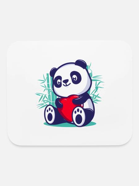 Panda Heart Love Romantic - Mouse pad Horizontal - white - Front