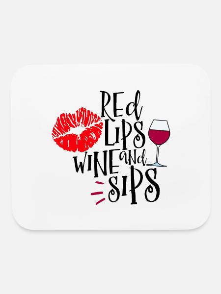Red Lips And Wine Sips - Mouse pad Horizontal - white - Front