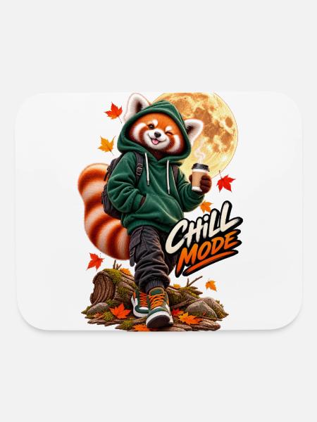 Cute Red Panda Chill Mode - Mouse pad Horizontal - white - Front