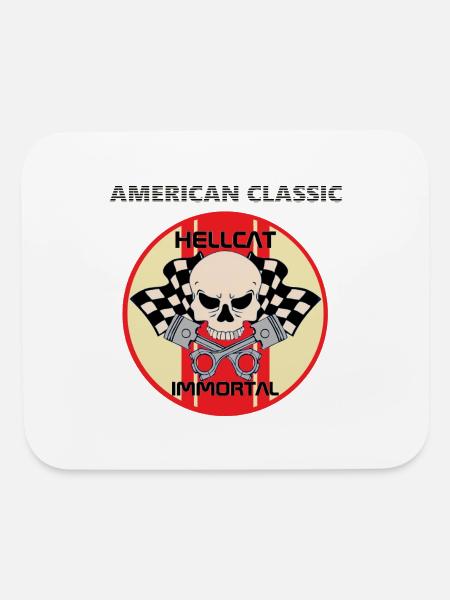 HELLCAT American classic immortal skull pistons - Mouse pad Horizontal - white - Front