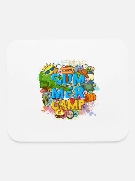 Summer Camp Theme Sun Fishing Tent Tree Lamp - Mouse pad Horizontal - white - Front