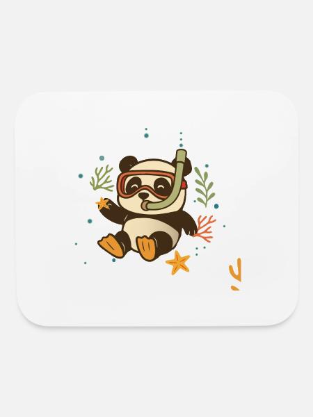 Snorkeling Panda in the Sea - Mouse pad Horizontal - white - Front