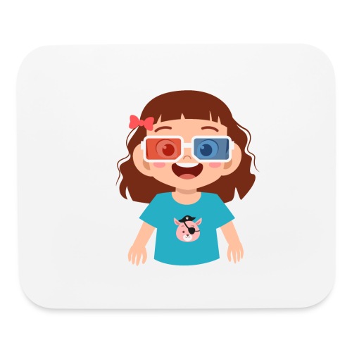 Girl red blue 3D glasses doing Vision Therapy - Mouse pad Horizontal