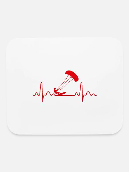 Heartbeat Kite Surfing Kite Surfer Funny Gift Idea - Mouse pad Horizontal - white - Front
