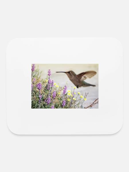 Hummingbird and Wildflowers Digital Art - Mouse pad Horizontal - white - Front
