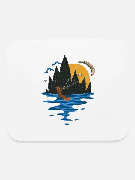 Funny Lake Kite Surfing Cartoon Gift - Mouse pad Horizontal - white - Front