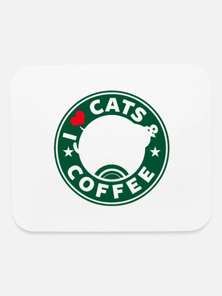 CAT AND COFFEE - Mouse pad Horizontal - white