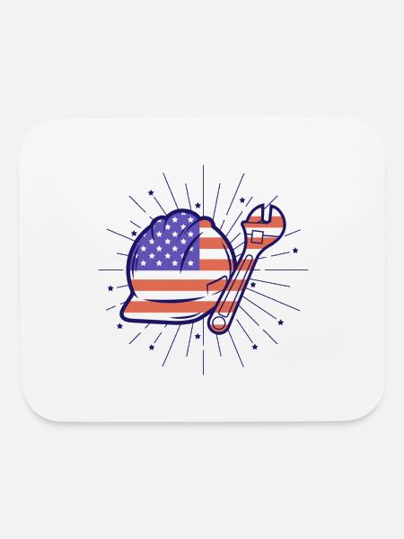 4th July Blue Collar Workers Tribute - Mouse pad Horizontal - white - Front