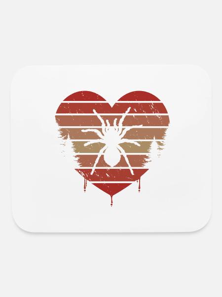 Cute Red Vintage Heart Tarantulas Valentine Day - Mouse pad Horizontal - white - Front