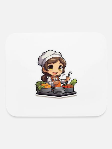 Cute Anime Chef: Kawaii - Mouse pad Horizontal - white - Front