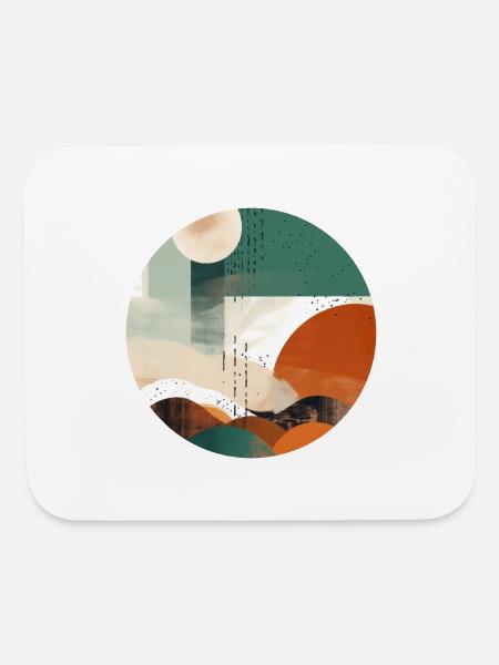 Abstract Emerald and Rust Whimsical Landscape - Mouse pad Horizontal - white - Front
