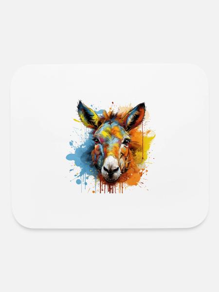 Color splash donkey illustration burro mule - Mouse pad Horizontal - white - Front