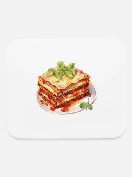 Plate of Italian Lasagna - Mouse pad Horizontal - white - Front