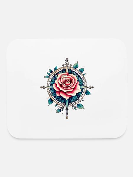 Rose Compass Tattoo Collection Graphic design - Mouse pad Horizontal - white - Front