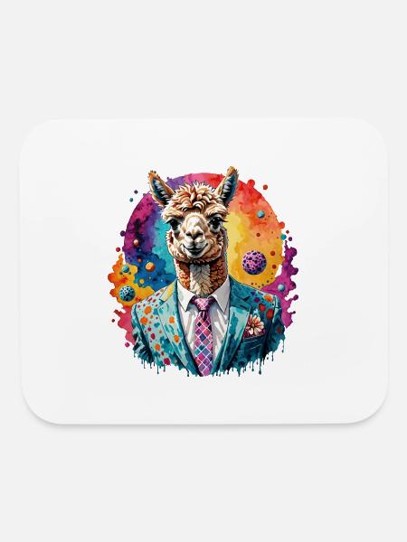 Alpaca in suit - Mouse pad Horizontal - white - Front