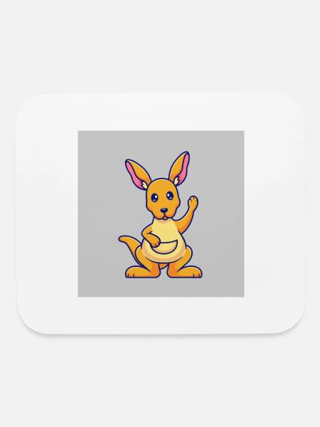 Cute Kangaroo Waving Hand: Cartoon Vector Icon Ill - Mouse pad Horizontal - white - Front