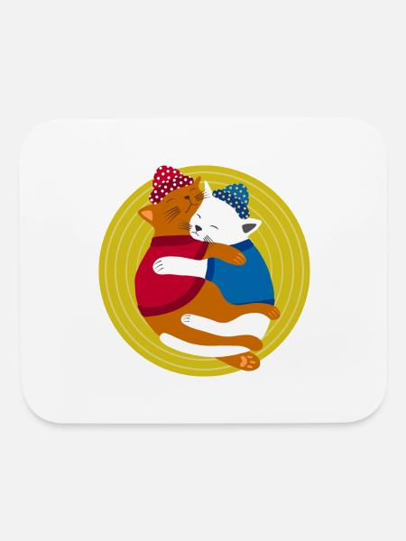 Cute Comfy Cuddle Cats in Clothes on Mat - Mouse pad Horizontal - white - Front