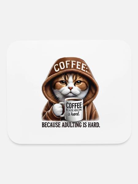 Grumpy Cat Coffee Adulting - Mouse pad Horizontal - white - Front