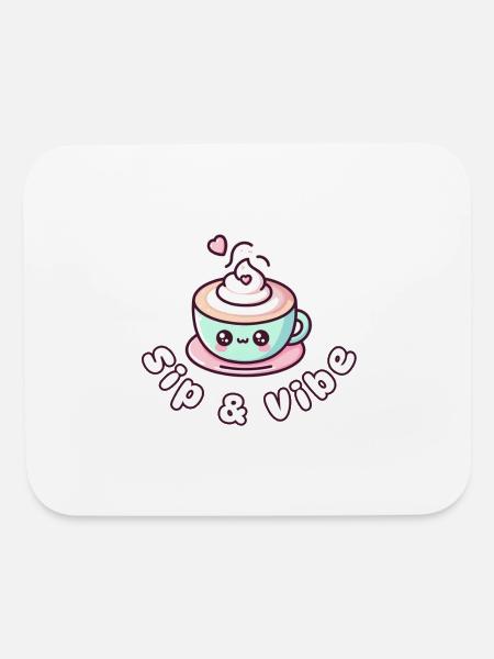Coffee Sip and Vibe - Mouse pad Horizontal - white - Front
