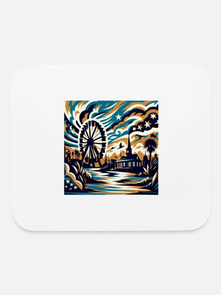 Enchanted Night: Ferris Wheel & Palms - Mouse pad Horizontal - white - Front