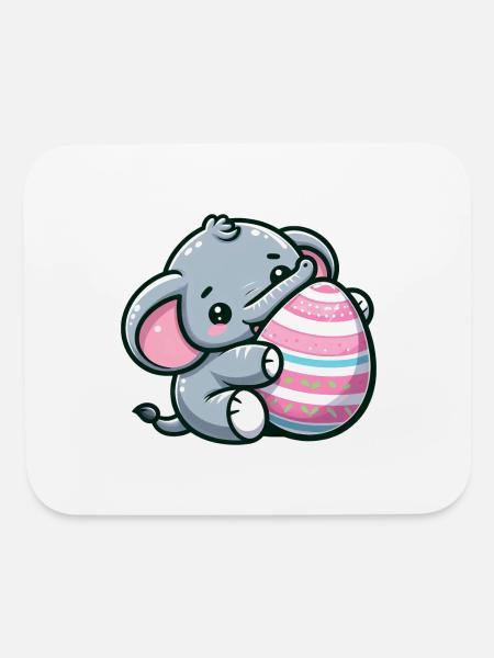 Elephant Cherishes Easter Egg, Easter Affection - Mouse pad Horizontal - white - Front