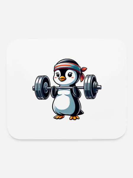 Penguin workout dumbbells bench press fitness - Mouse pad Horizontal - white - Front