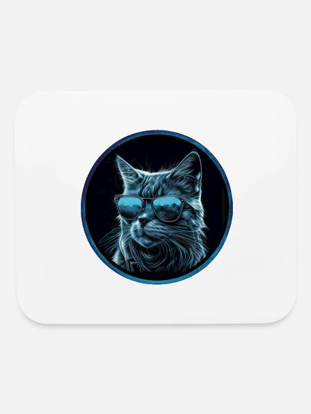 Cool blue Cat with Sunglasses - Mouse pad Horizontal - white - Front