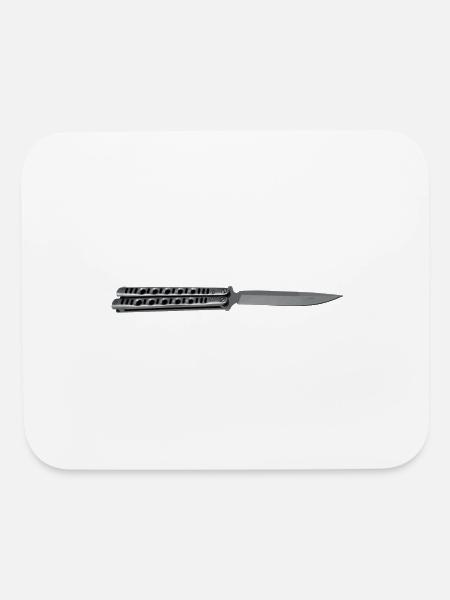 Balisong Flipper Knife Collector Funny Butterfly - Mouse pad Horizontal - white - Front