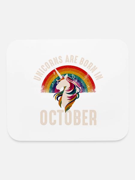 Unicorns Are Born In October - Mouse pad Horizontal - white - Front