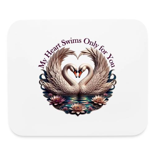 My Heart Swims Only for You Swan Heart T-Shirt - Mouse pad Horizontal