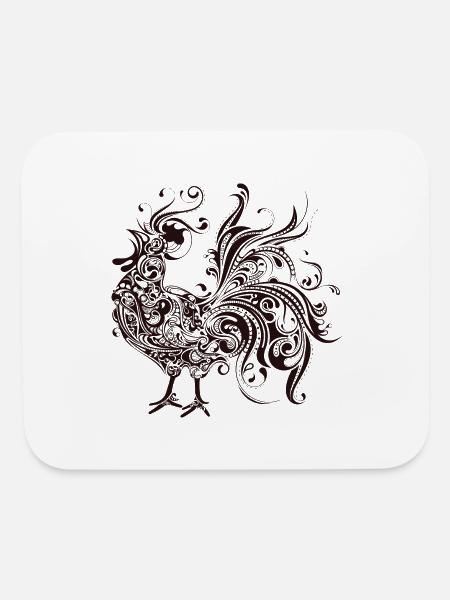 Abstract Rooster Silhouette - Mouse pad Horizontal - white