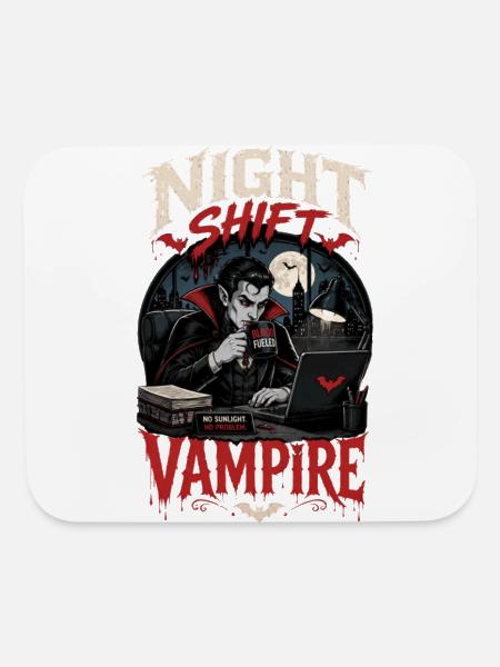 Night Shift Vampire Tshirt - Mouse pad Horizontal - white - Front