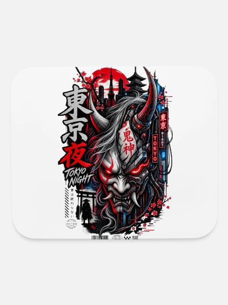 Tokyo Night Oni Neon - Mouse pad Horizontal - white - Front