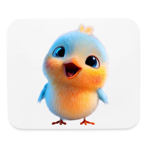 Colorful Cartoon Baby Bird in Orange and Blue - Mouse pad Horizontal