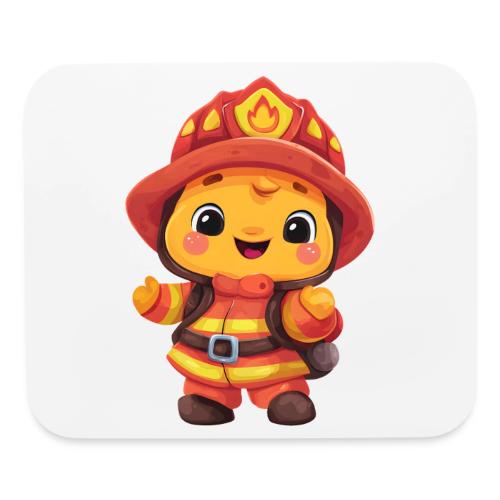 Cute Cartoon Firefighter in Red and Yellow Suit - Mouse pad Horizontal