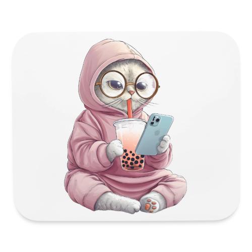 Cool Cat Bubble Tea Cartoon Design - Mouse pad Horizontal