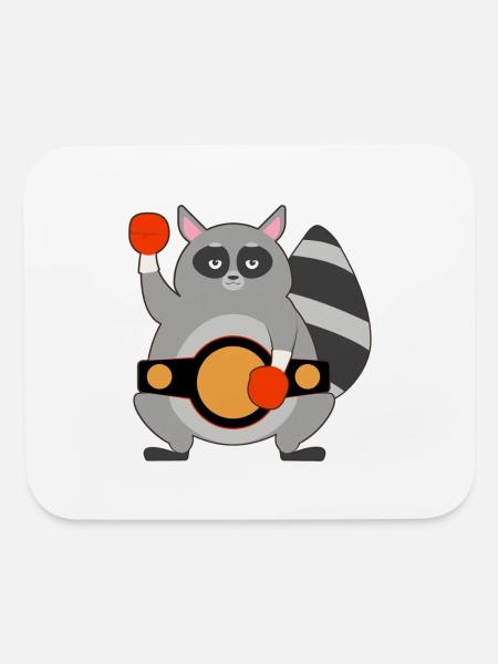 Raccoon As Boxing Champ With Belt - Mouse pad Horizontal - white - Front