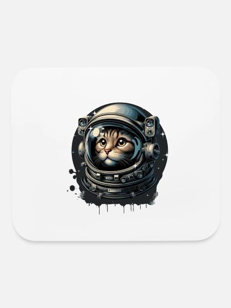 A cat in an astronaut suit - Mouse pad Horizontal - white - Front